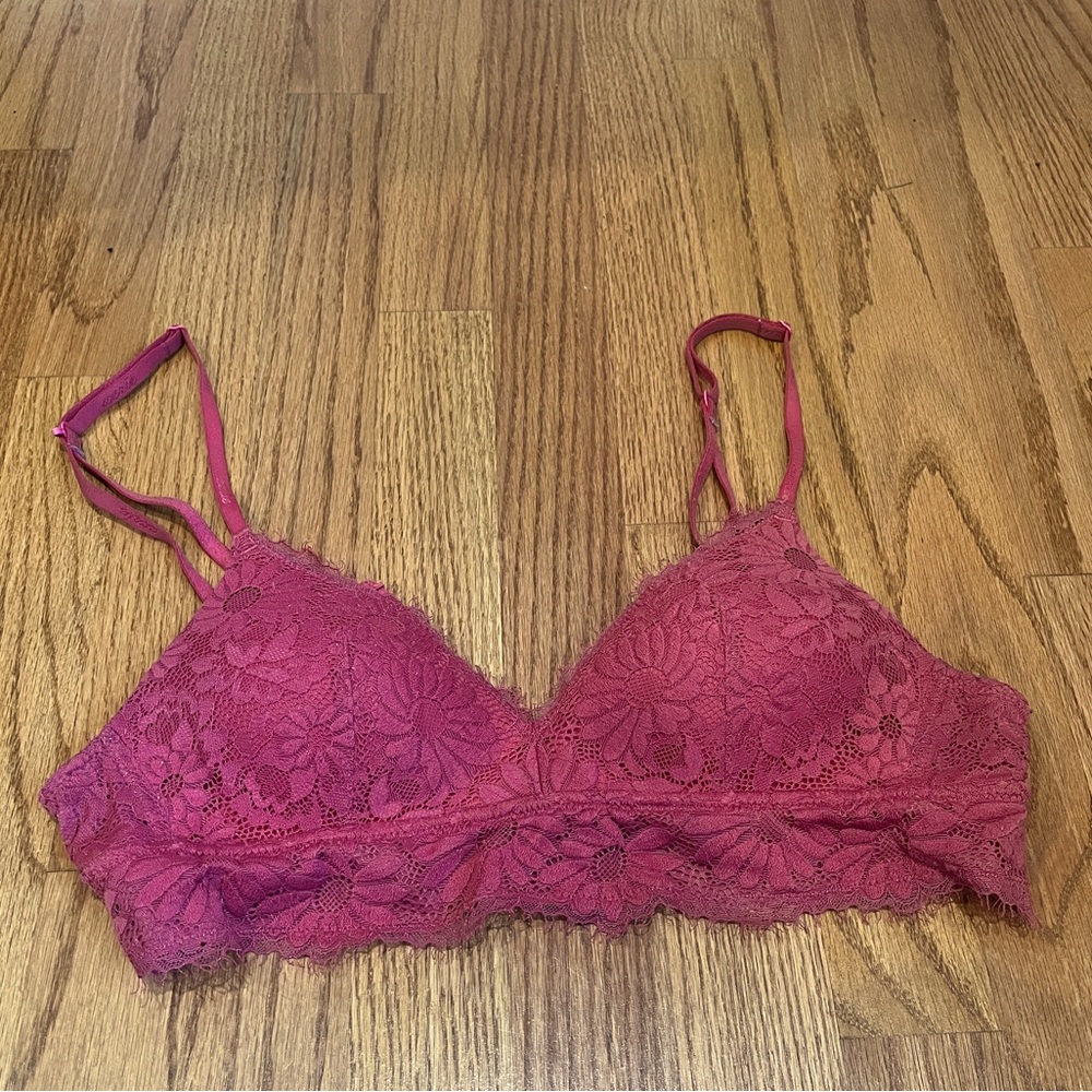 Aerie Pink Flower Lace Wireless Bra 34A